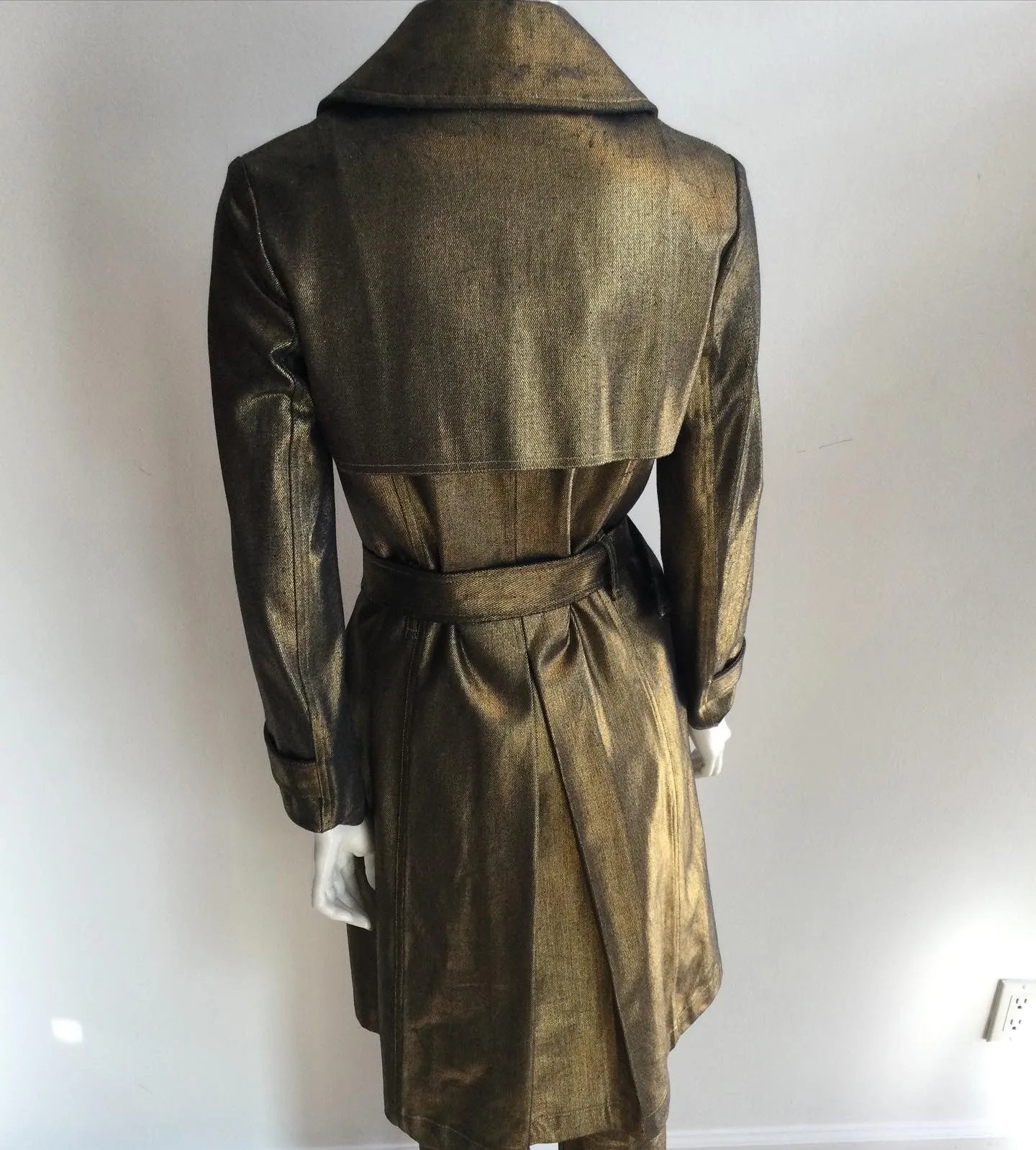 1990's Metallic Gold Trench Coat with Matching Pants size 6