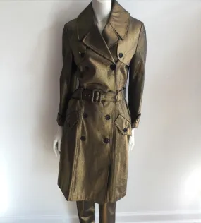 1990's Metallic Gold Trench Coat with Matching Pants size 6