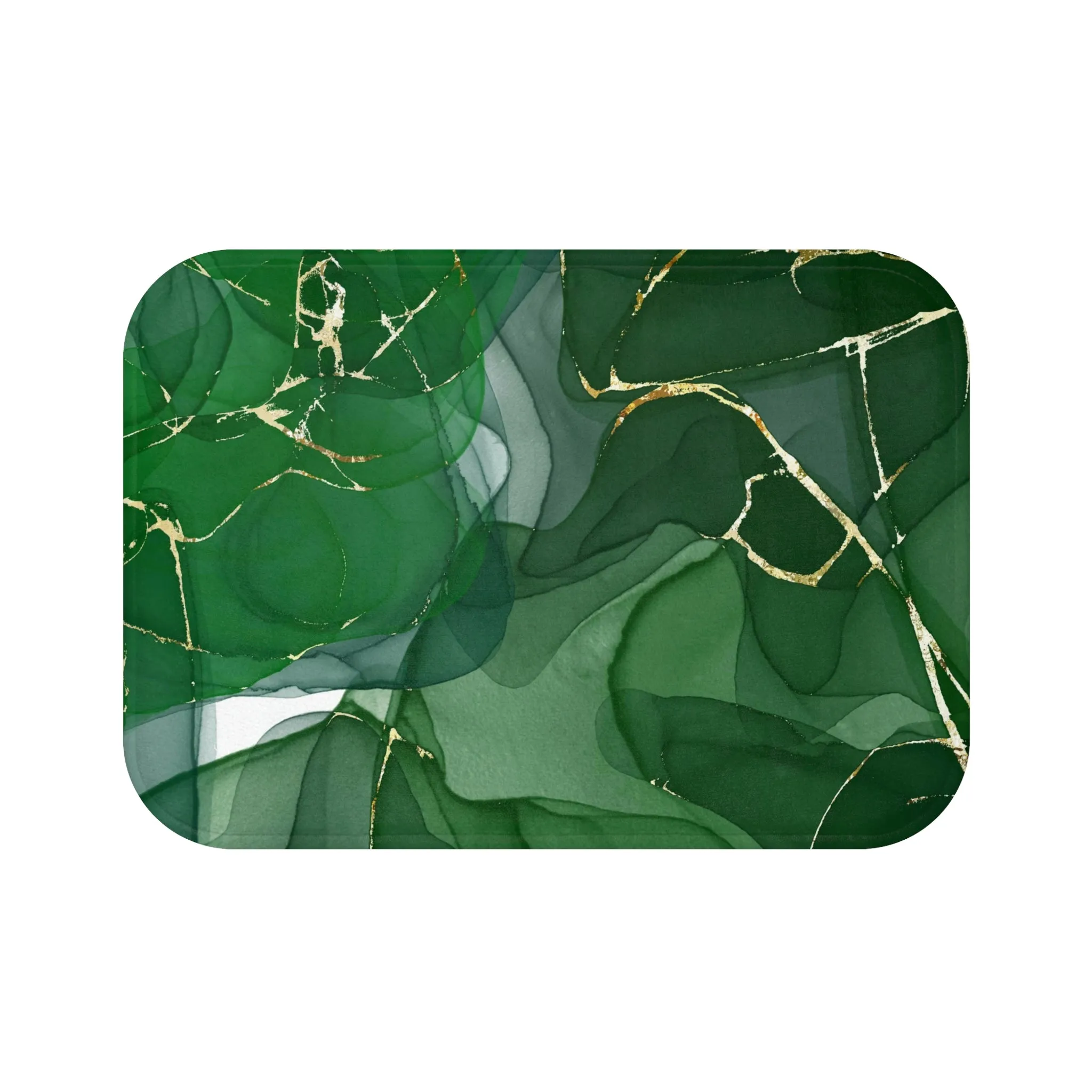 Abstract Boho Bath, Kitchen Mat | Emerald Jade Green Earthy Ombre