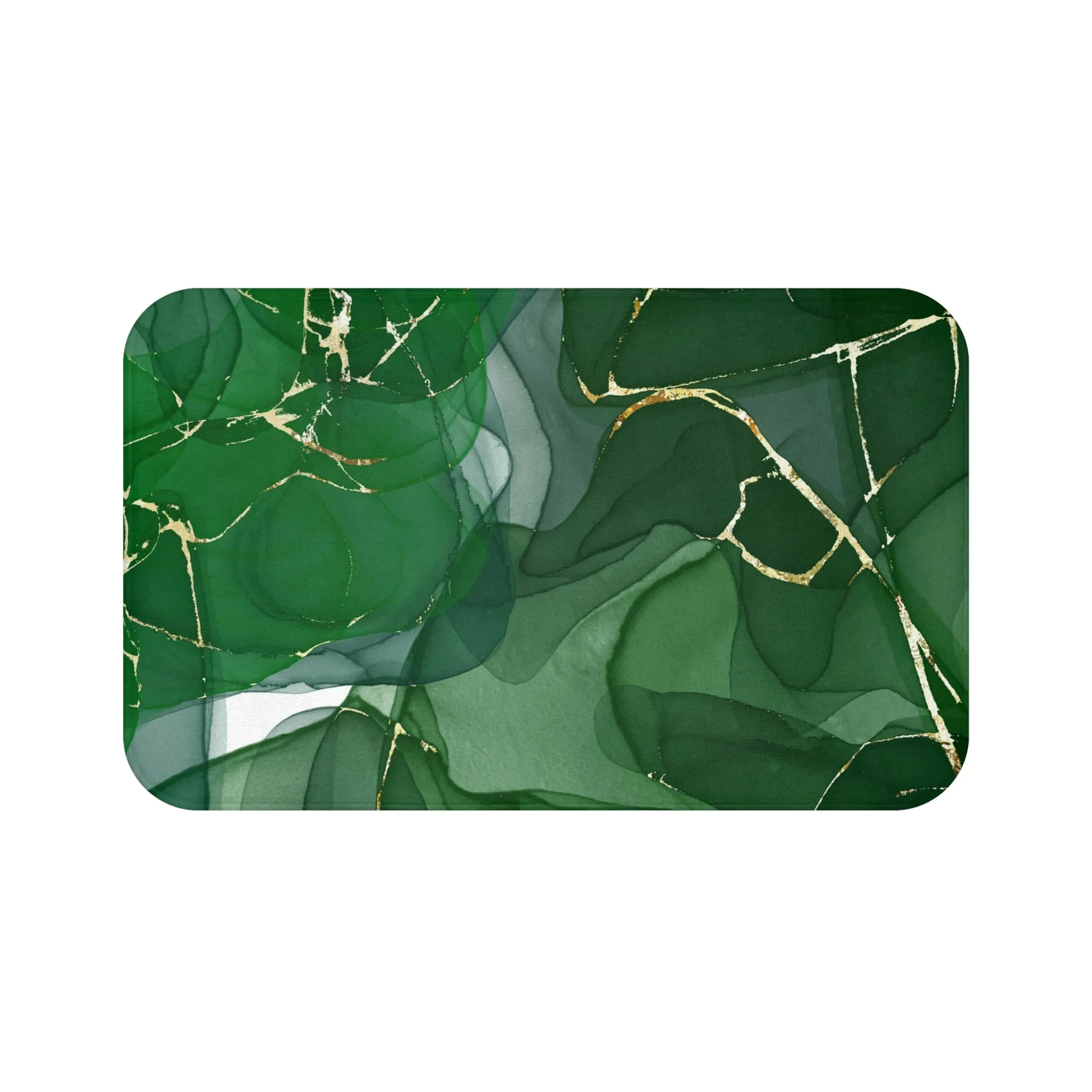 Abstract Boho Bath, Kitchen Mat | Emerald Jade Green Earthy Ombre