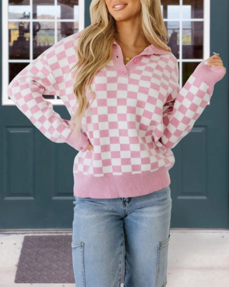 Checkerboard Polo Sweater