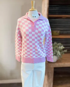 Checkerboard Polo Sweater