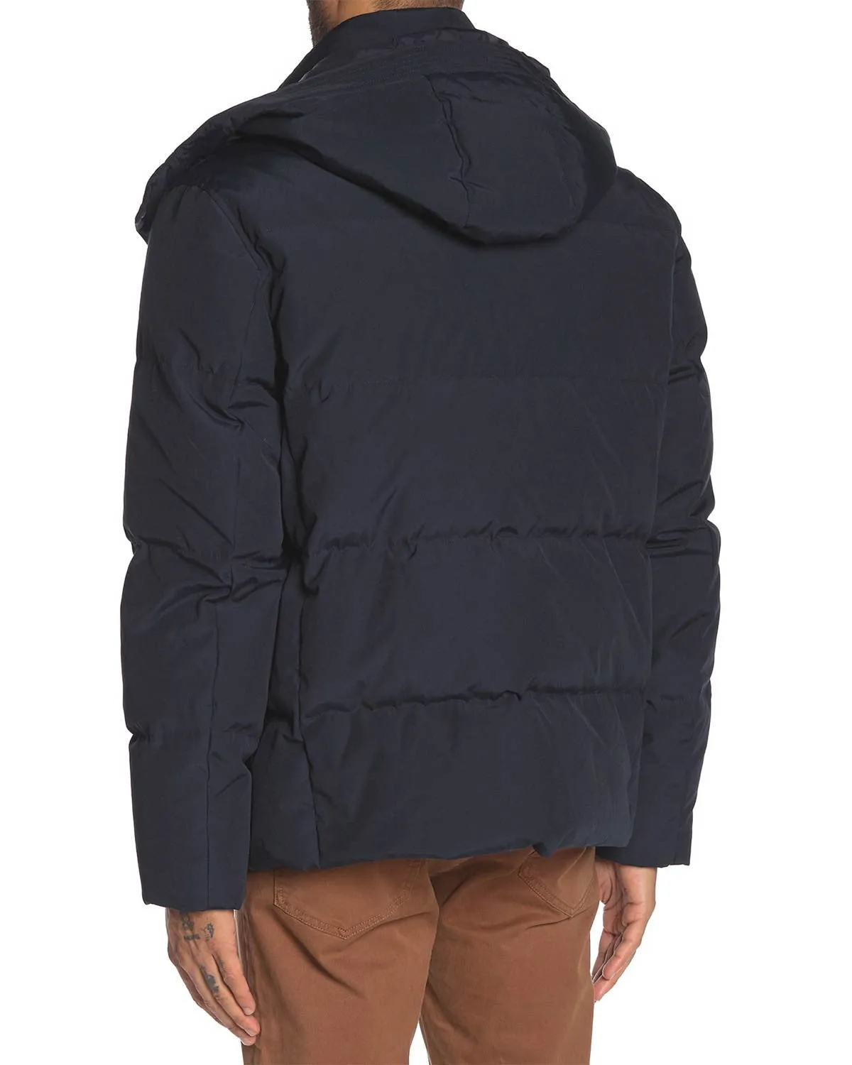 Cole Haan Signature Mens Hooded Zip Puffer Down Jacket Size L Navy