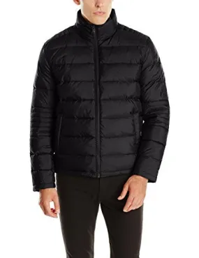 Kenneth Cole New York Men's Puffer Down Jacket with Elbow Stitch, Black, Small
