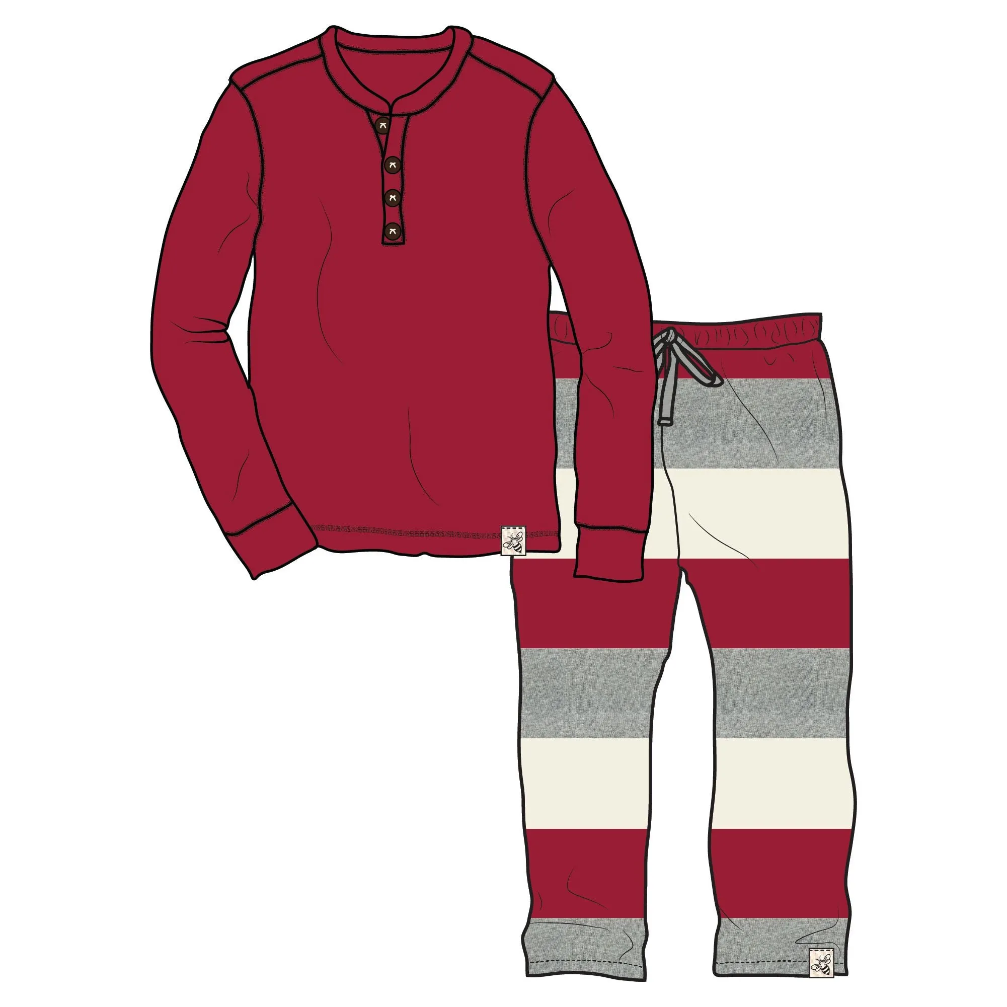 Men's Organic Cotton Henley & Lounge Pant Sets -  M, L, XL, XXL