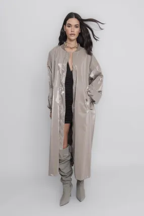 Mink Oversized Long Patent Leather Trench Coat