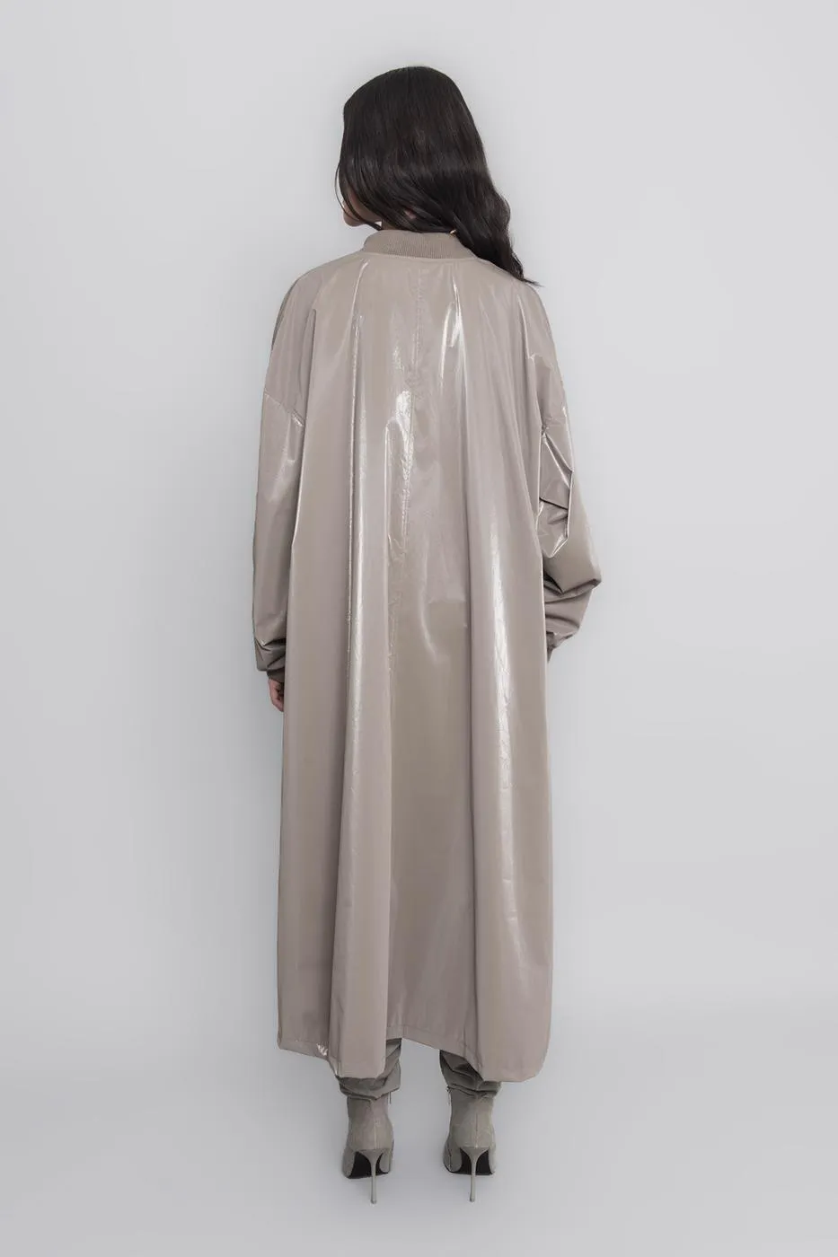 Mink Oversized Long Patent Leather Trench Coat