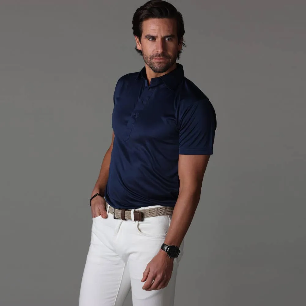 Navy Semi-Spread Collar Polo