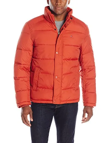 Tommy Hilfiger Men's Classic Puffer Jacket, Burnt Orange, Large