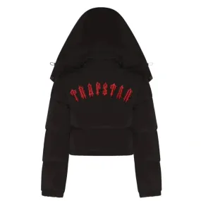 Trapstar Womens Irongate Detachable Hooded Puffer Jacket  - Infrared (Black/Red)